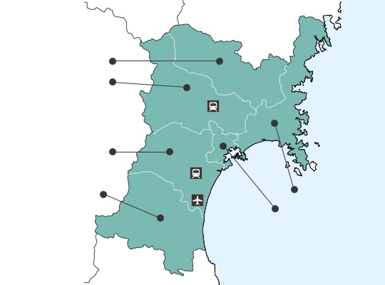 미야기현の地図