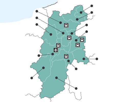 나가노현の地図