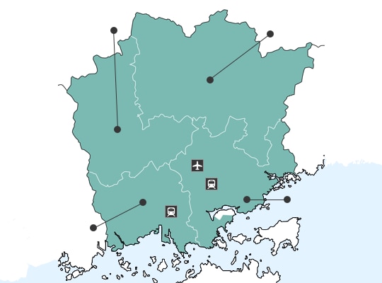 오카야마현の地図